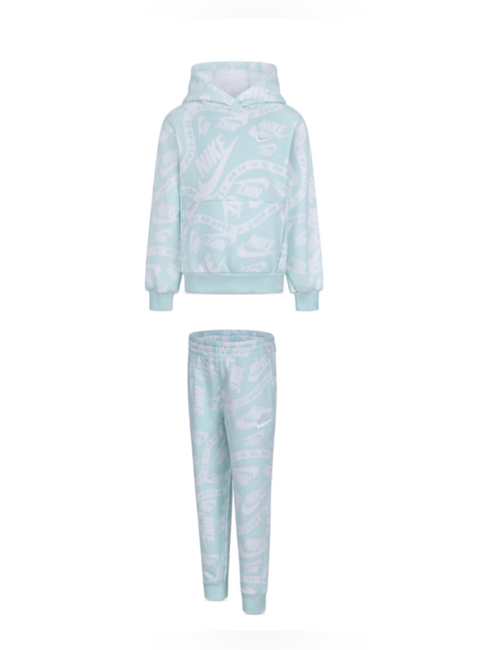Nike club print boys jogger pants hoodie sweatshirt set jade ice size 4 XS🩵🧊